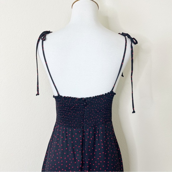 Reformation Talita Midi Dress Navy Blue and Red Tie Shoulders - Picture 10 of 15
